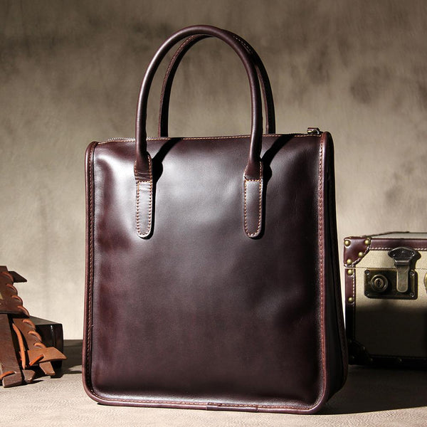 Genuine Leather Mens Coffee Cool Handbag Briefcase Shoulder Bag Work Bag Business Bag for men - imessengerbags