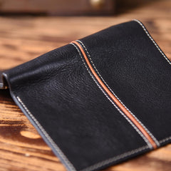 Handmade Leather Mens Cool Slim Leather Wallet Men Small Wallets Bifold for Men - imessengerbags