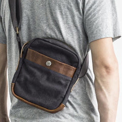 Canvas Leather Mens Cool Messenger Bag Sling Bag Chest Bag Bike Bag Cycling Bag for men - imessengerbags