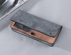 Handmade Leather Mens Clutch Wallet Cool Leather Wallet Long Phone Wallets for Men