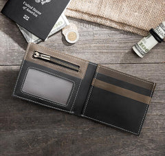 Handmade Leather Mens Cool Slim Leather Wallet Men Small Wallets Bifold for Men - imessengerbags