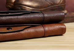 Handmade Leather Mens Cool Long Leather Wallet Card Wallet Clutch Wristlet Wallet for Men - imessengerbags