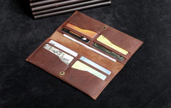 Handmade Leather Mens Cool Long Leather Wallet Clutch Wristlet Wallet for Men - imessengerbags