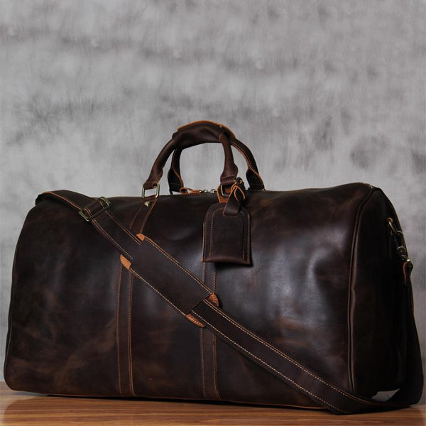 Leather Mens Cool Large Weekender Bag Travel Bag for Men