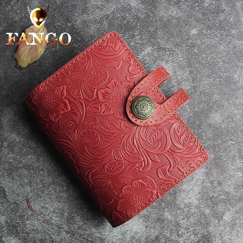 Handmade Leather Floral Mens Cool Short Wallet Card Holder Small Card Slim Wallets for Men