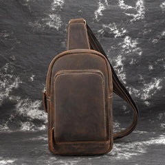 Cool Leather Chest Bag Sling Bag Crossbody Bag Travel Bag Sling Hiking Bag For Mens