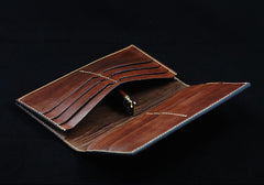 Handmade Leather Tooled Diablo Mens Long Wallet Cool Leather Wallet Clutch Wallet for Men - imessengerbags