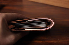 Handmade Leather Mens Cool Slim Leather Wallet Men Small Wallets Bifold for Men - imessengerbags