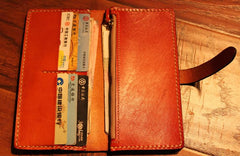 Handmade Black Leather Mens Long Wallet Cool Bifold Long Wallet for Men