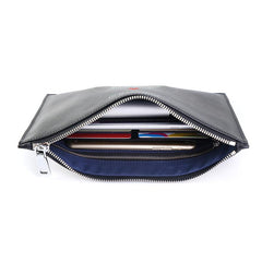Handmade Leather Mens Clutch Cool Slim Wallet Zipper Clutch Wristlet Wallet for Men