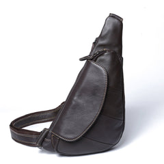 Genuine Leather Mens Cool Chest Bag Sling Bag Crossbody Bag Travel Bag Hiking Bag for men - imessengerbags