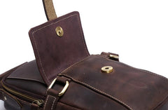 Genuine Leather Mens Cool Chest Bag Sling Bag Crossbody Bag Travel Bag Hiking Bag for men