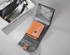 Handmade Leather Mens Cool Slim Leather Wallet Men Small Wallets Trifold for Men - imessengerbags