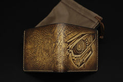 Handmade Leather Tooled Transformers Megatron Mens billfold Wallet Cool Leather Wallet Slim Wallet for Men - imessengerbags
