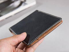 Handmade Leather Mens Cool Slim Leather Wallet Men Small Wallets Bifold for Men - imessengerbags
