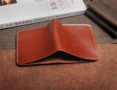 Handmade Leather Mens Cool Slim Leather Wallet Men Small Wallets Bifold for Men - imessengerbags