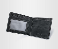 Genuine Leather Mens Cool Slim Leather Wallet Men Small Wallets Bifold for Men - imessengerbags