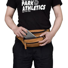 Vintage Leather Fanny Pack Mens Waist Bag Hip Pack Belt Bag for Men