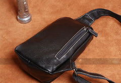 Genuine Leather Mens Cool Chest Bag Sling Bag Crossbody Bag Travel Bag Hiking Bag for men