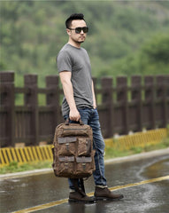 Oil Wax Canvas Mens Cool Backpack Sling Bag Large Sport Bag Travel Bag Hiking Bag for men