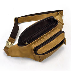 Vintage Leather Fanny Pack Mens Waist Bag Hip Pack Belt Bag for Men