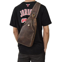 Cool Leather Chest Bag Sling Bag Sling Crossbody Bag Travel Bag Hiking Bags For Men