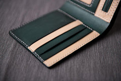 Handmade Leather Mens Cool Slim Leather Wallet Men Small Wallets Bifold for Men Women - imessengerbags