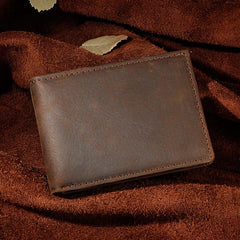 Handmade Leather Mens Cool Slim Leather Wallet Card Wallet Holders Men Small Wallets Bifold for Men - imessengerbags