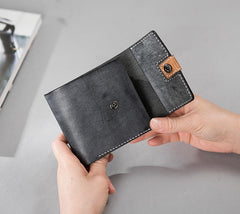 Handmade Leather Mens Cool Slim Leather Wallet Men Small Wallets Trifold for Men - imessengerbags