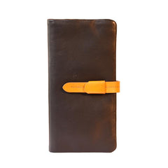 Handmade Leather Mens Cool Long Leather Wallet Bifold Clutch Wallet for Men
