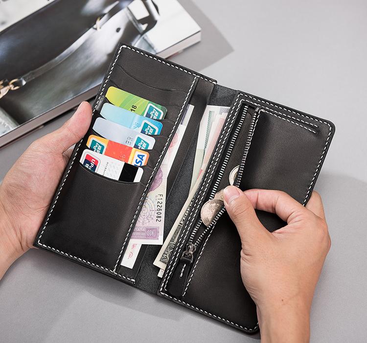 Handmade Leather Mens Clutch Wallet Cool Leather Wallet Long Phone Wallets for Men - imessengerbags