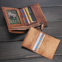 Handmade Mens Cool billfold Leather Wallet Men Small Slim Wallets Bifold for Men - imessengerbags