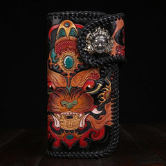 Handmade Leather Monster Mens Chain Biker Wallet Cool Leather Wallet Long Phone Wallets for Men
