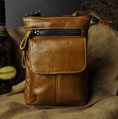 Mens Leather Small Side Bag Waist Pouch Holster COURIER BAG Belt Case Belt Pouch for Men - imessengerbags
