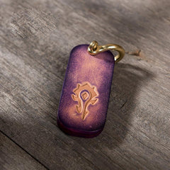 Handmade Leather Mens World of Warcraft Cool Keychain KeyCharm Keyring Pendant for Men - imessengerbags