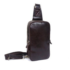 Handmade Leather Mens Cool Chest Bag Sling Bag Crossbody Bag Travel Bag Hiking Bag for men