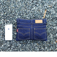 Cool Blue Jean Mens Clutch Bag Wristlet Bag Wallet Zipper Clutch Wallet For Men