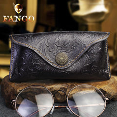Handmade Leather Floral Sunglass Case Mens Women Cool Glasses Box Glasses Case Glasses Holder for Men