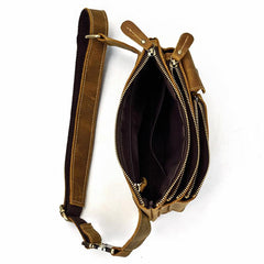Vintage Leather Fanny Pack Mens Waist Bag Hip Pack Belt Bag for Men