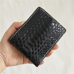 [On Sale] Handmade Cool Mens Snake Skin Small Wallet Slim billfold Wallet with Zippers