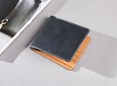 Handmade Leather Mens Cool Slim Leather Wallet Men Small Wallets Bifold for Men - imessengerbags