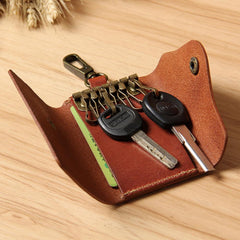 Mens Cool Key Wallet Handmade Leather Car Key Card Holder Car Key Case for Men - imessengerbags