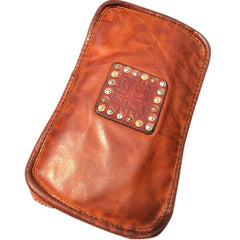 Handmade Genuine Leather Mens Clutch Cool Long Wallet Zipper Clutch Wristlet Wallet for Men - imessengerbags