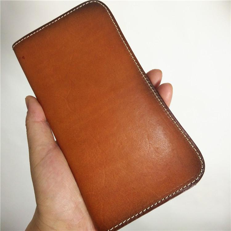 Mens Genuine Leather Long Wallet/vintage Handmade Clasp 