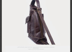 Genuine Leather Mens Cool Chest Bag Sling Bag Crossbody Bag Travel Bag Hiking Bag for men