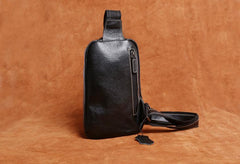Genuine Leather Mens Cool Chest Bag Sling Bag Crossbody Bag Travel Bag Hiking Bag for men