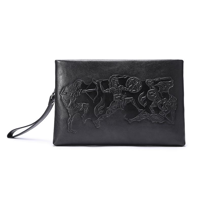 Genuine Leather Mens Urban Cohort Clutch Cool Slim Wallet Zipper Clutch Wristlet Wallet for Men