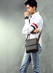 Genuine Leather Mens Cool Messenger Bag SHOULDER BAG CHEST BAG BIKE BAG CYCLING BAG