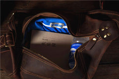 Genuine Leather Mens Cool Chest Bag Sling Bag Crossbody Bag Travel Bag Hiking Bag for men - imessengerbags