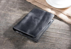 Handmade Leather Mens Cool Slim Leather Wallet Men Small Wallets Bifold for Men - imessengerbags
